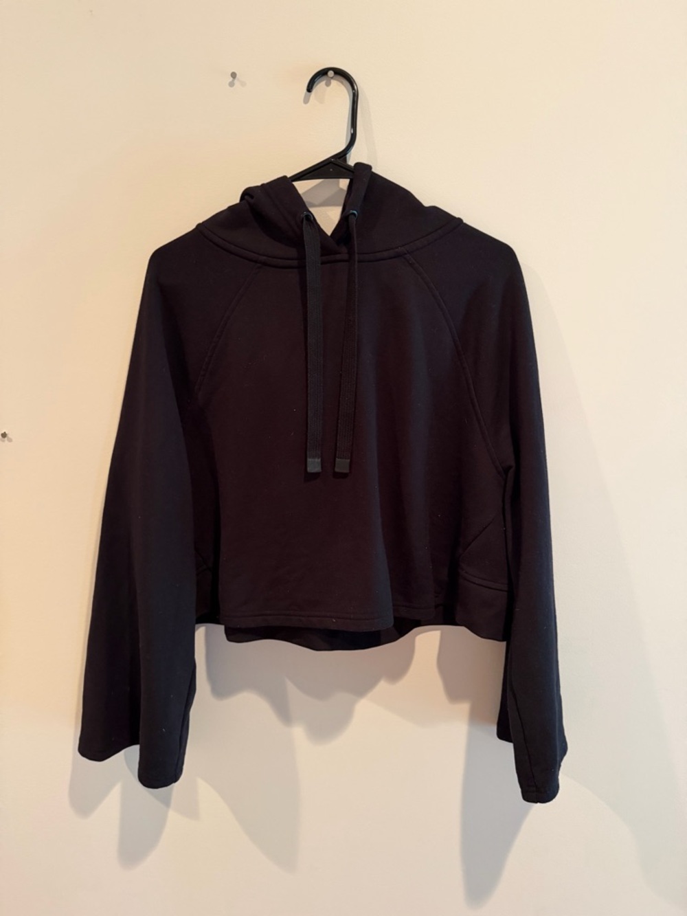 Athleta Black Cropped Hoodie with Drawstring